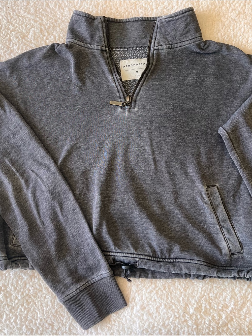 Aeropostale Women’s Charcoal Quarter-Zip Pullover Sweatshirt